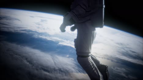 Astronaut-in-outer-space-against-the-backdrop-of-the-planet-earth